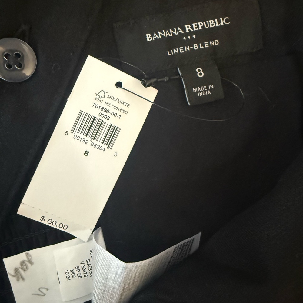 Banana Republic NWT Linen Blend Bustier Corset Top Smoked Back Size 8 - Picture 7 of 7
